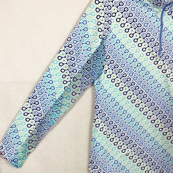 Ibkul Blue Geometric Print Mesh Long Sleeve Top 1/4 Zip Pullover - Size Small - Picture 3 of 8